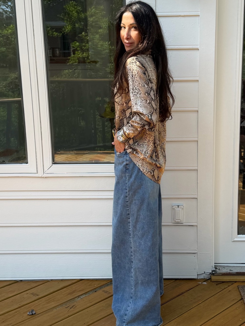 FROM PARIS FRANCE Boho snakeskin print blouse - Picture 3 of 5